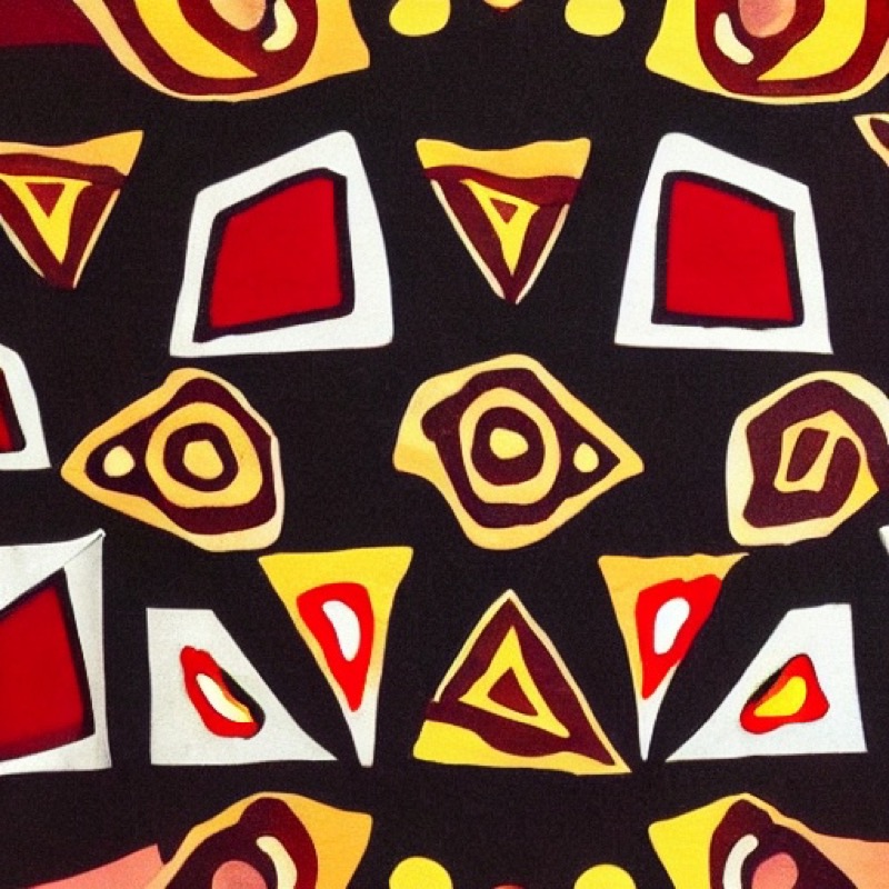 Generated candidate pattern: red, yellow and black geometric motifs